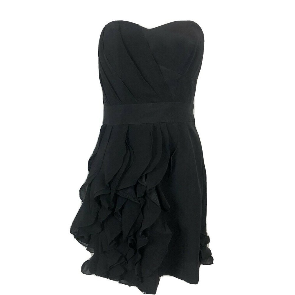 Karen‎ Millen Strapless Ruffle Black Cocktail Dress